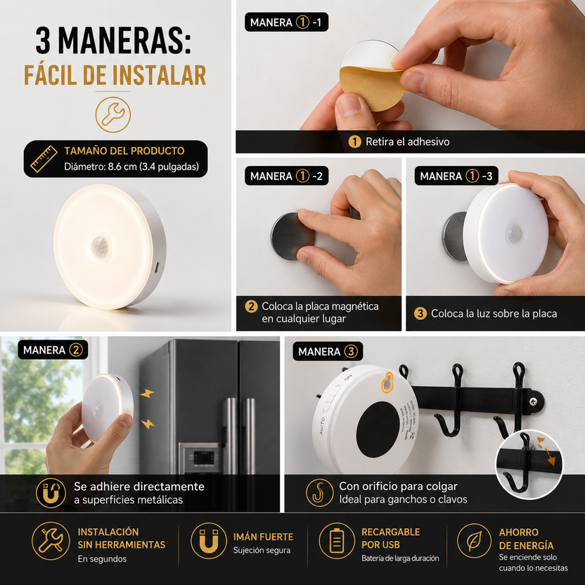 LAMPARAS CON SENSOR DE MOVIMIENTO (KIT DE 3 UNIDADES)