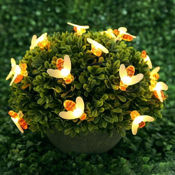 LUCES DE GUIRNALDAS EN FORMA DE ABEJITA CON PANEL SOLAR