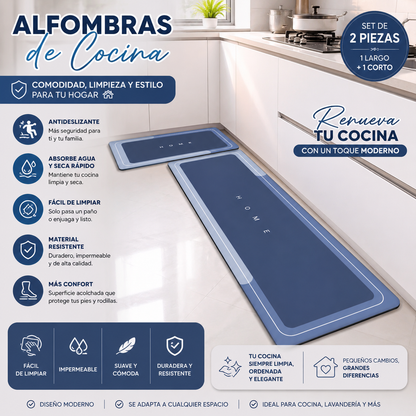 Set De Alfombras De Cocina Antideslizante Ultra Absorbente